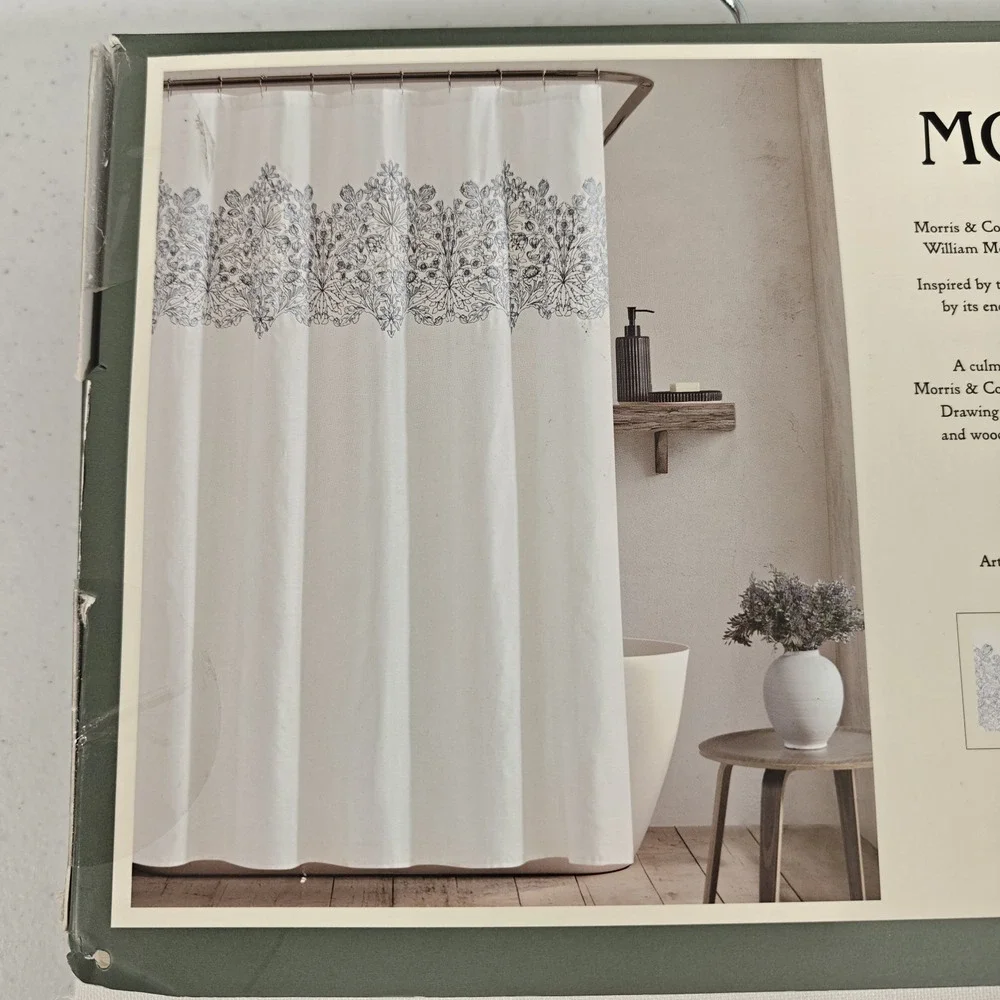 William Morris & Co Hyacinth Embroidered Shower Curtain 72x72